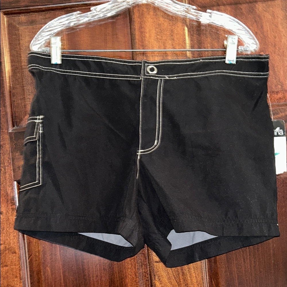 Catalina Black Women's Utility Board Shorts with Contrast Stitching